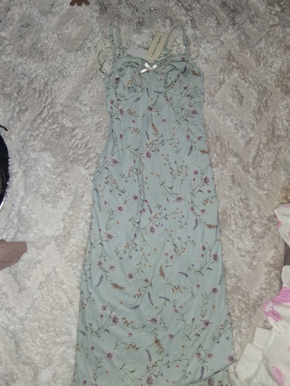 Light Mint Green Floral Maxi Slip Dress - Unbranded